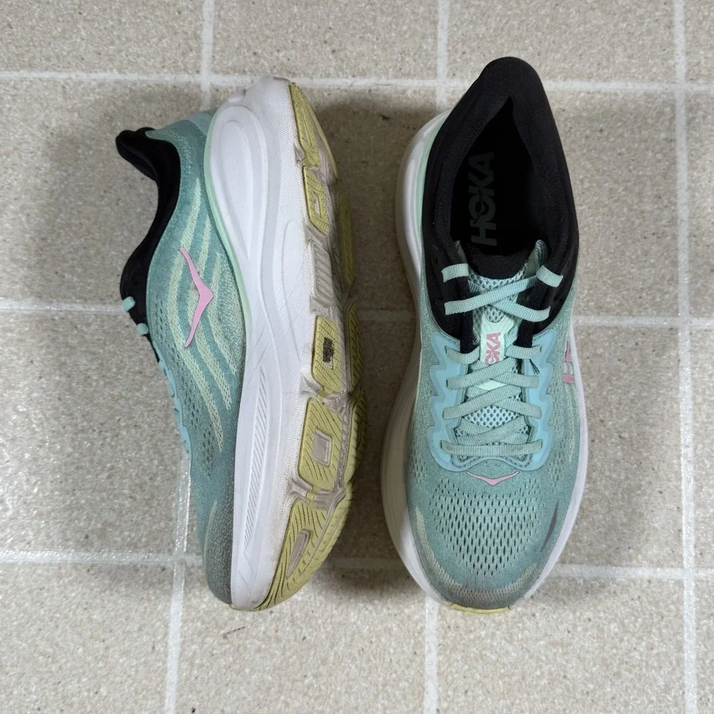 Hoka One One Bondi 9 Womens Size 10 B Blue Spark Mint Fluorite 1162014 BTF